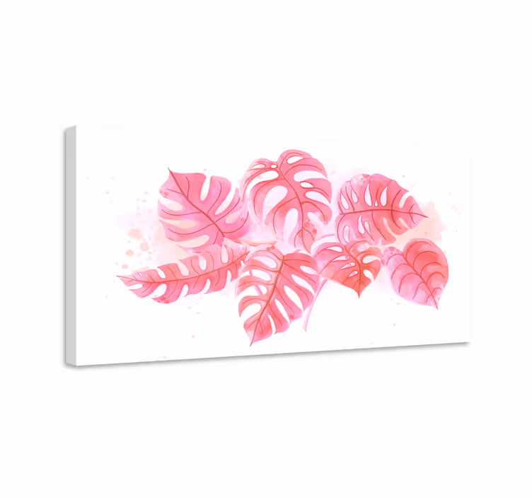Blomster og planter lærredsbillede monstera bladarrangement - TenStickers