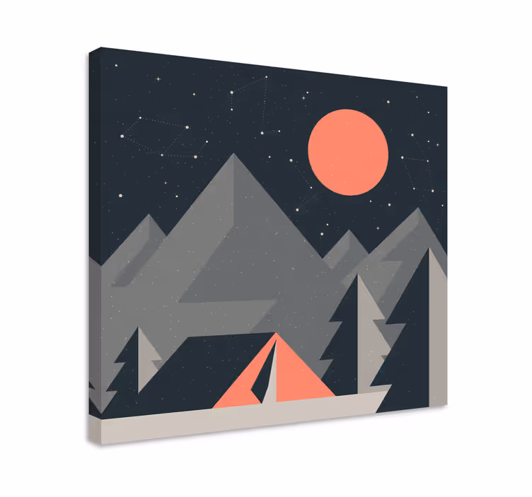 Landskab lærred bjergcamping scene - TenStickers