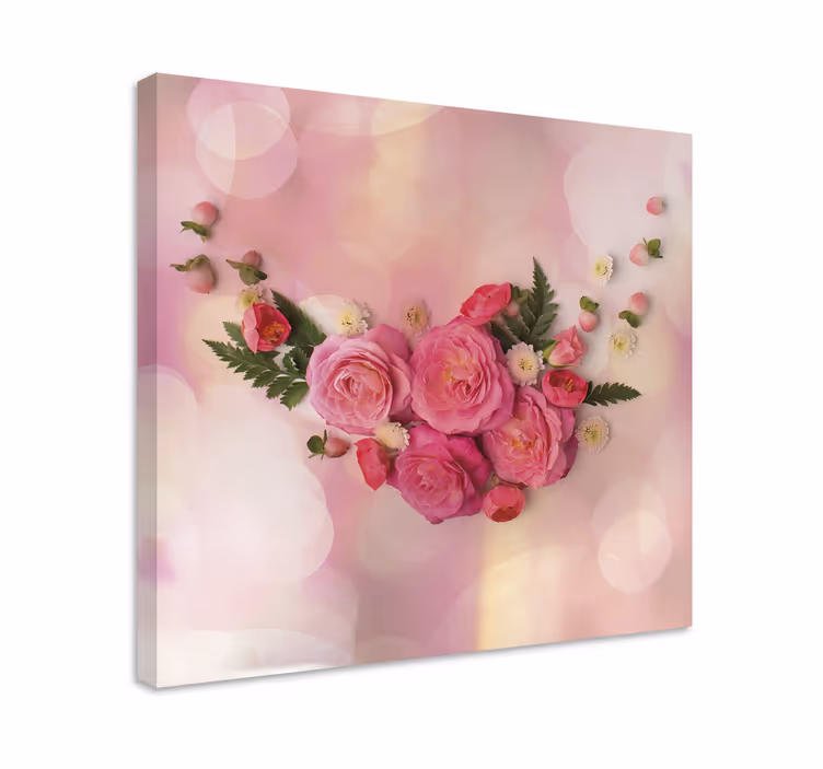 Pink flower bouquet blomster og planter lærredsbillede - TenStickers