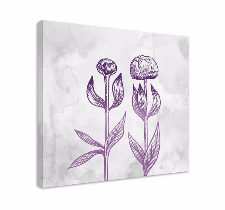 Lilla tulipaner blomstrer blomster og planter lærredsbillede - TenStickers