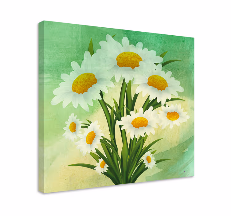 Malede tusindfryd blomster lærred - TenStickers