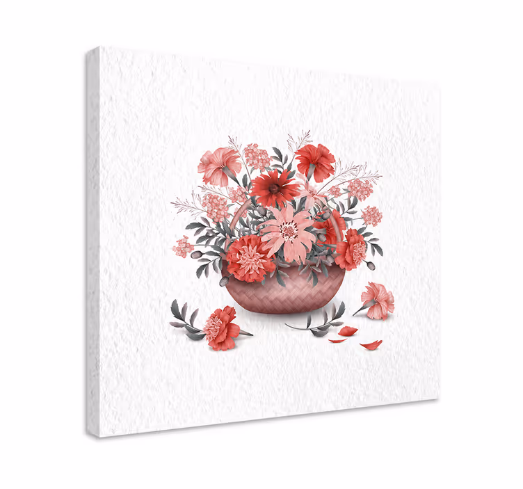 Blomster og planter lærredsbillede blomsterkurv - TenStickers