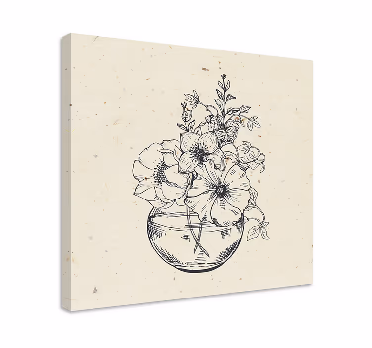 Blomsterskål arrangement blomster og planter lærredsbillede - TenStickers
