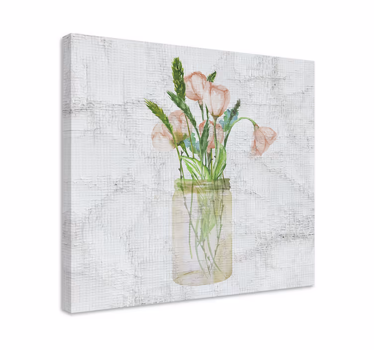 Blomster og planter lærredsbillede pink blomsterkrukke - TenStickers