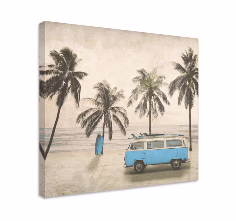 Personligt lærredsbillede vintage surf van - TenStickers