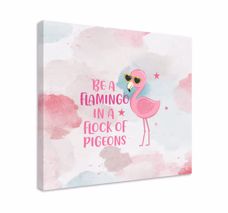 Dinosaur lærredsbillede med flamingo i solbriller - TenStickers
