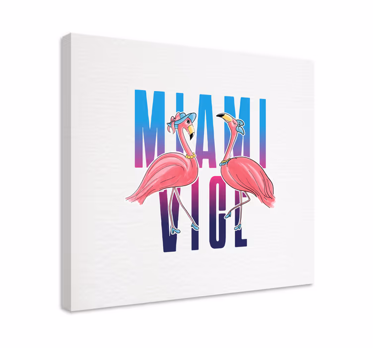 Miami vice flamingo design dyr lærredstryk - TenStickers