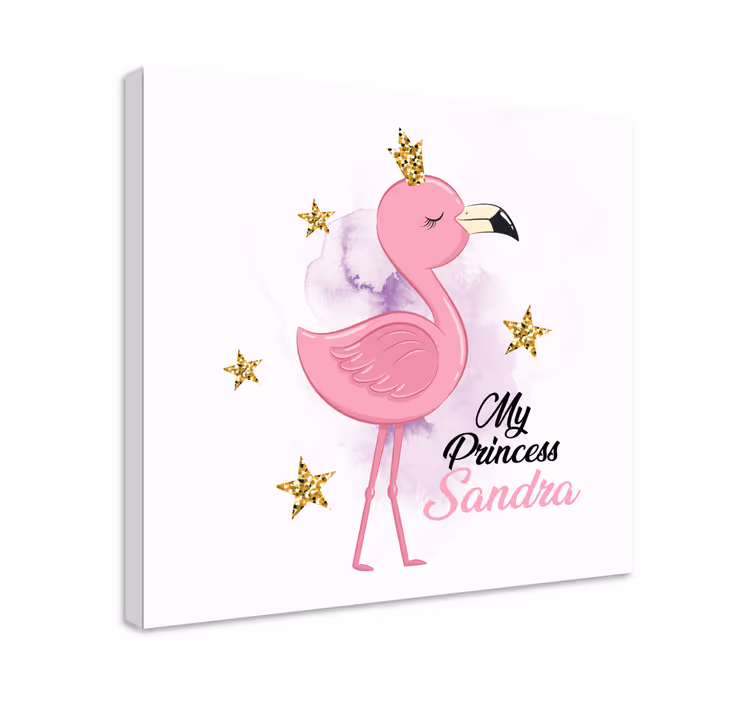 Sød flamingo prinsesse med navn lærred - TenStickers