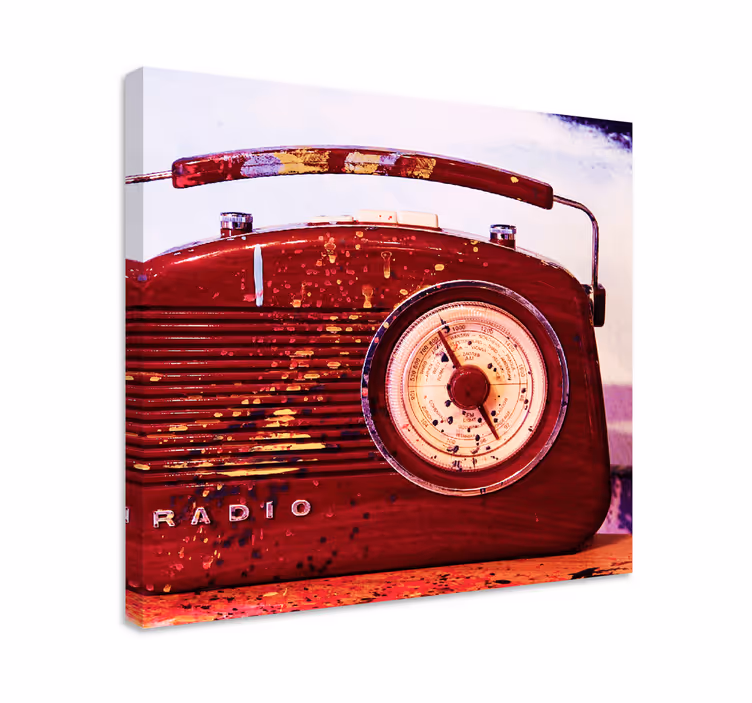 Rød vintage radio retro lærredskunst - TenStickers