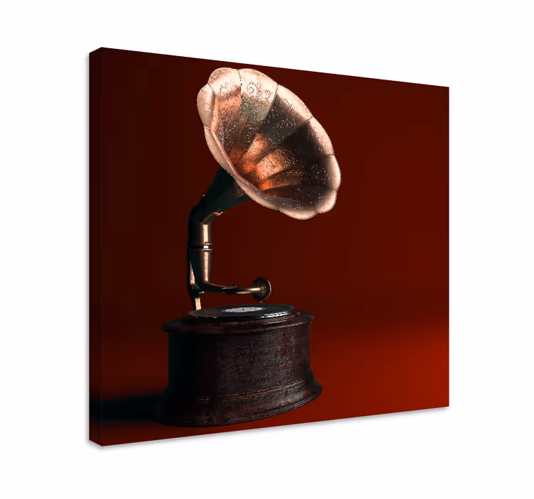 Retro billede på lærred klassisk grammofon - TenStickers