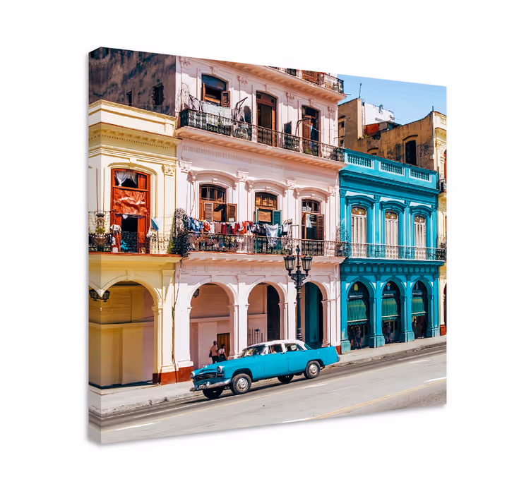 By lærredsbillede farverige gader i havana - TenStickers