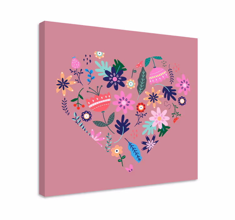 Hjerte blomster og planter lærredsbillede - TenStickers
