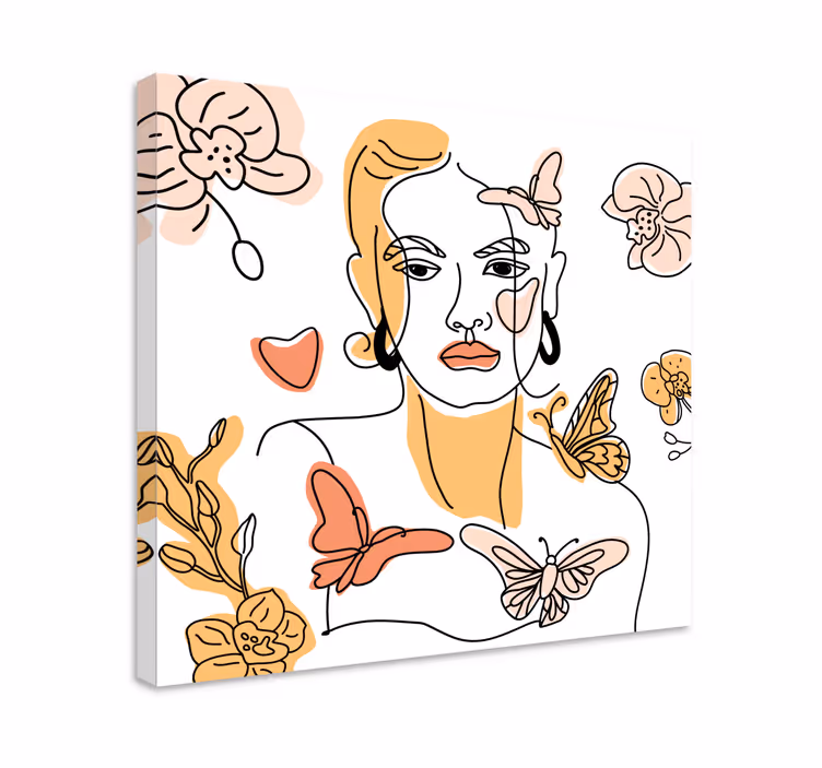 Blomster og planter lærredsbillede stiliseret portræt - TenStickers