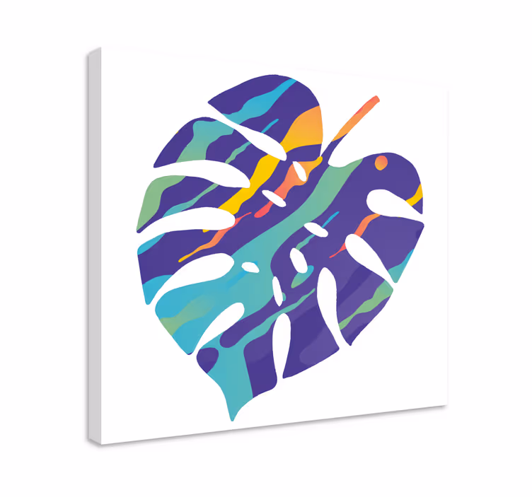 Farverigt blad abstrakt kunst geometrisk lærred - TenStickers