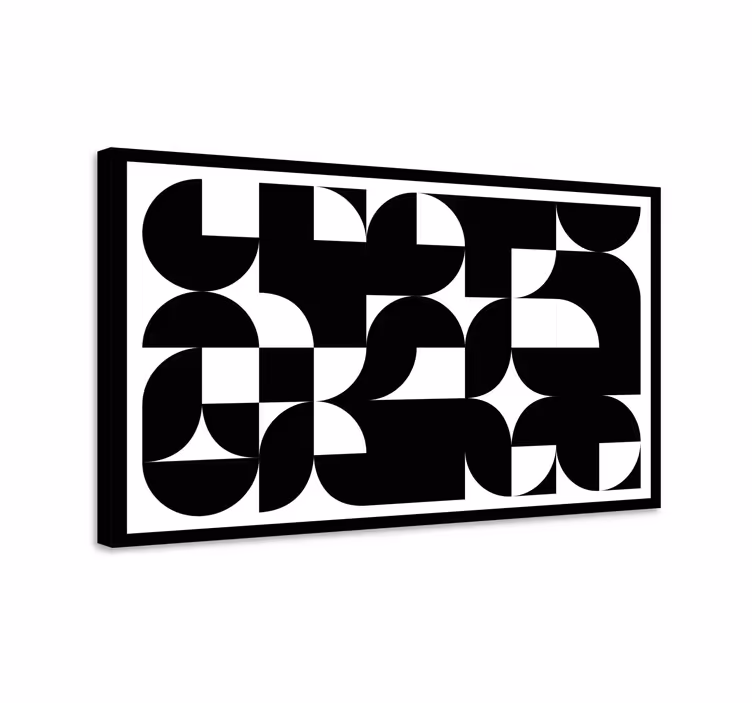Sort abstrakt kunst geometrisk lærred - TenStickers