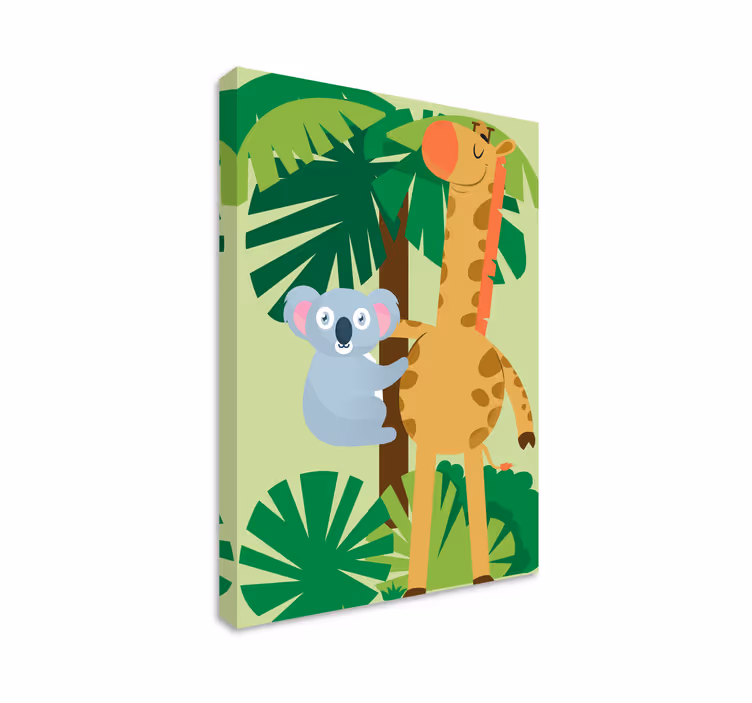 Koalaer, der krammer et giraf børnehave lærred - TenStickers