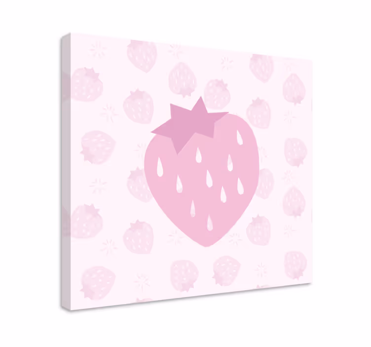 Frugt lærredsbillede pink hjerte jordbær - TenStickers
