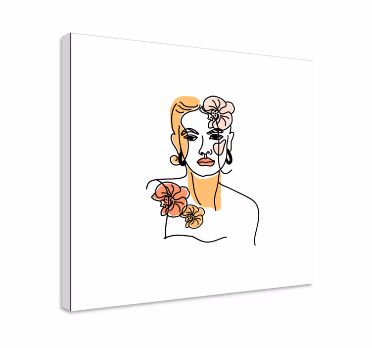 Kunst lærredsbillede line art portræt - TenStickers