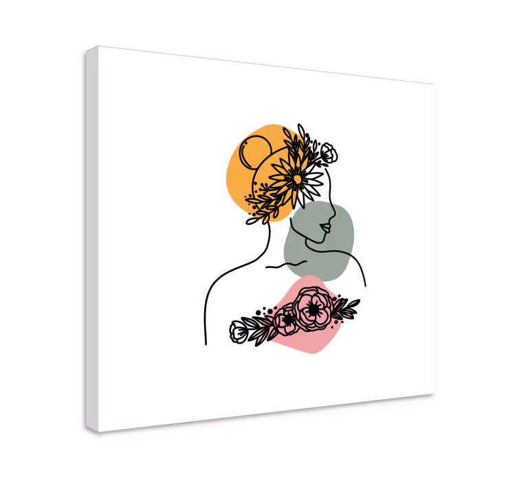 Fantastisk kvinde ansigt med blomster lærred - TenStickers