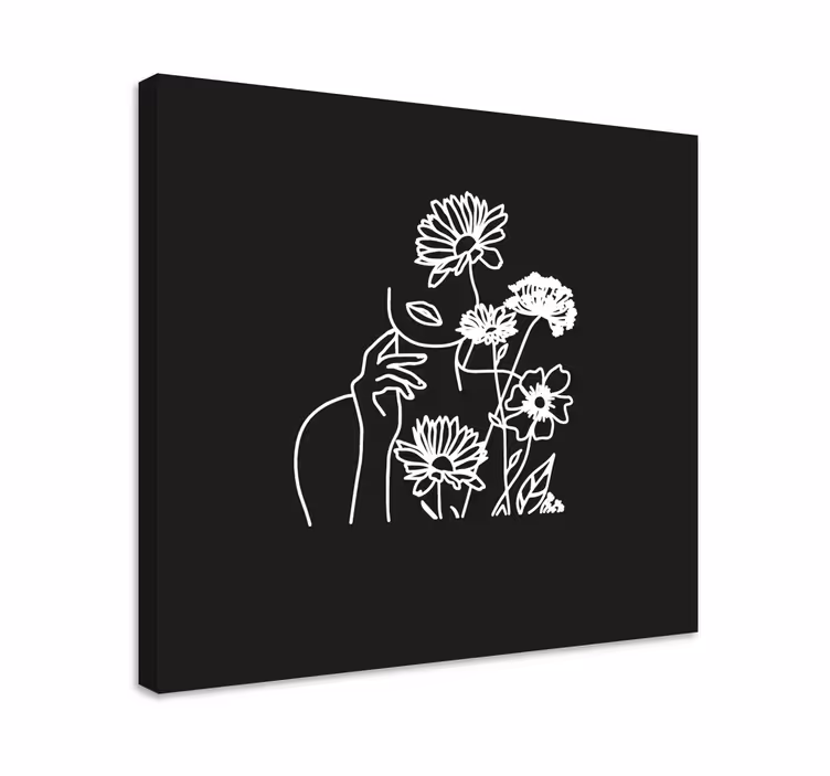 Blomster og planter lærredsbillede minimalistisk lineart - TenStickers