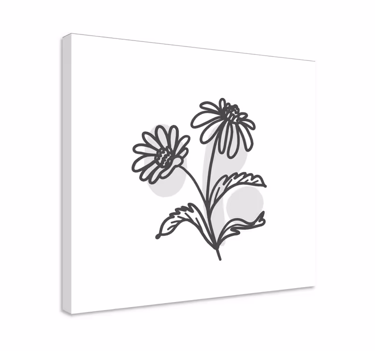 Linjekunst blomster blomst lærredsbillede - TenStickers
