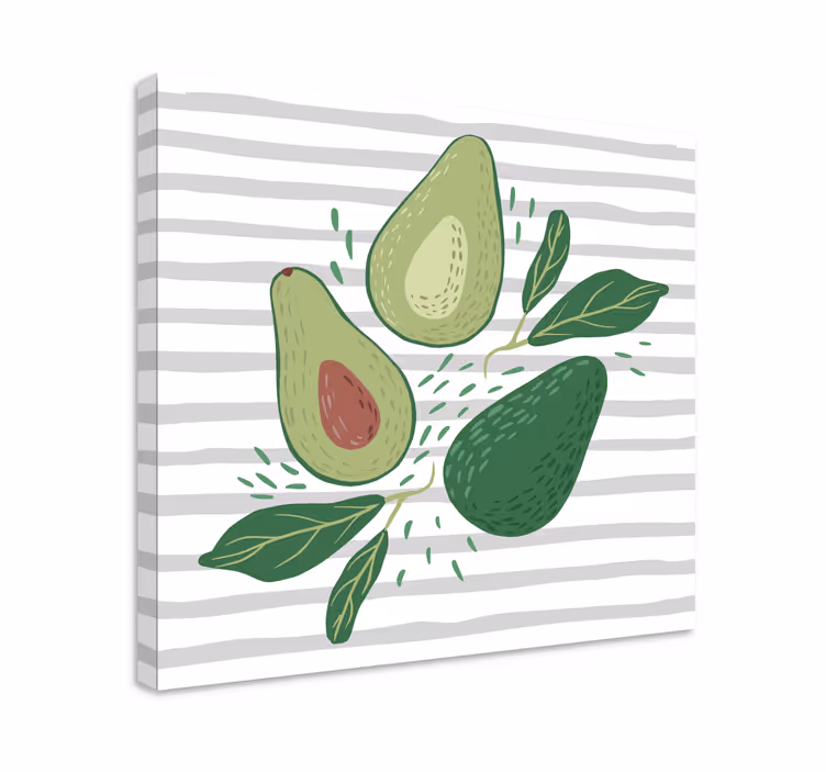 Komposition avocado og efterlader frugt lærred - TenStickers