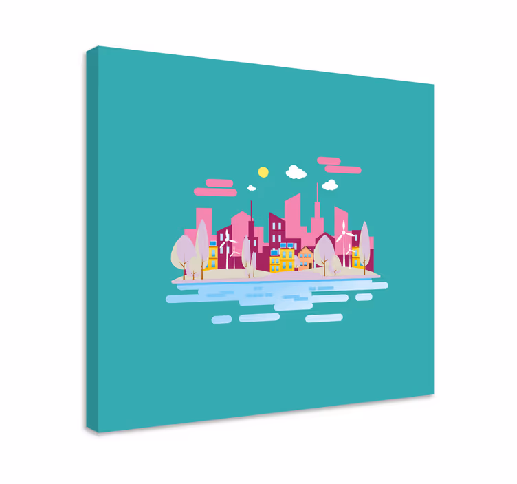 Vibrerende bybillede by lærredsbillede - TenStickers