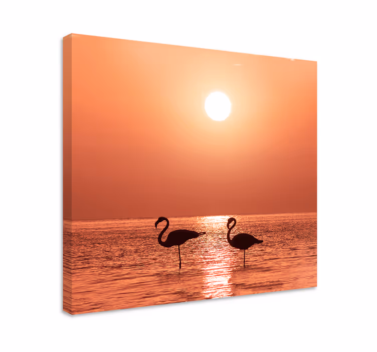 Dejlig flamingo med solnedgang lærred billeder kunst - TenStickers