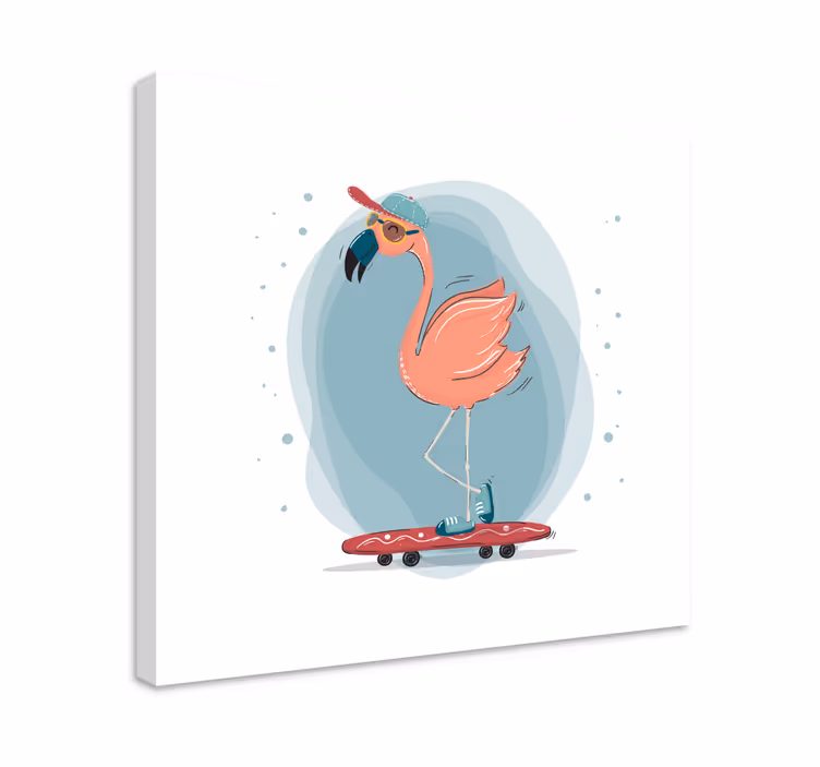 Dyre billeder på lærred skøjtende flamingo - TenStickers