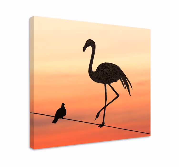 Flamingo og fugle design indgang lærredskunst - TenStickers