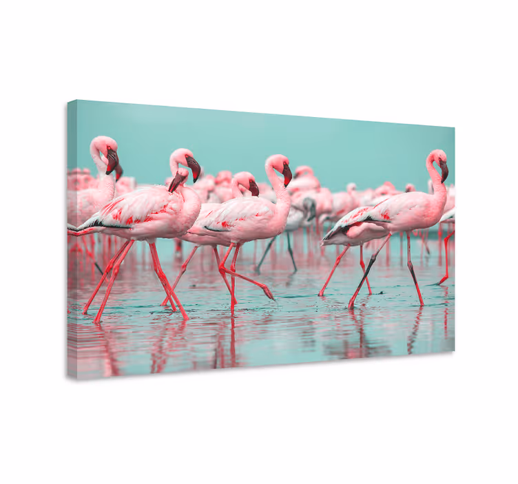 Flot flamingoer walking design indgang lærred - TenStickers