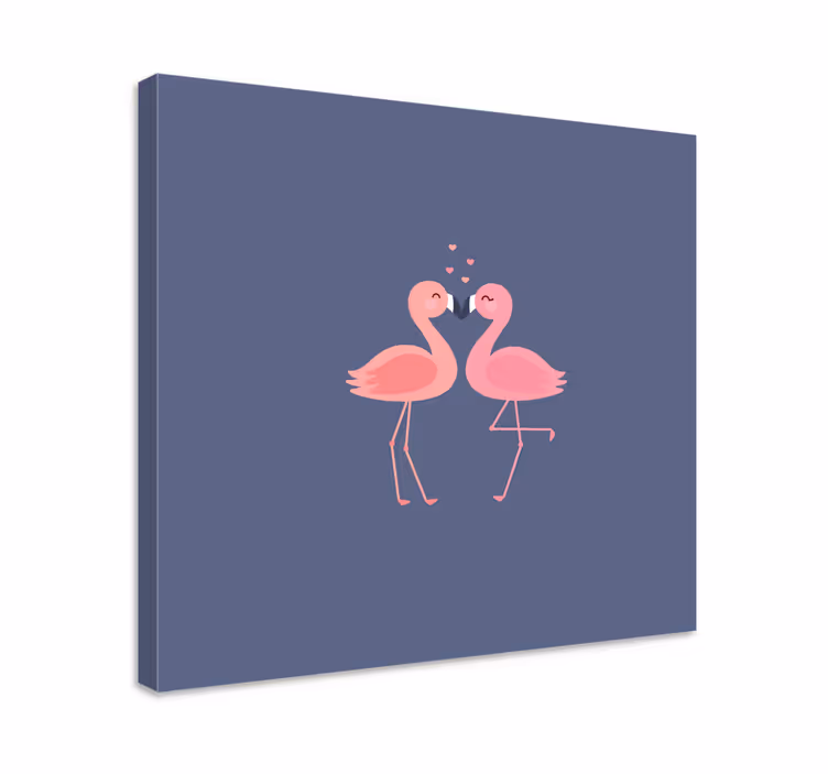 Flamingoer danner et hjerteindgang lærredskunst - TenStickers