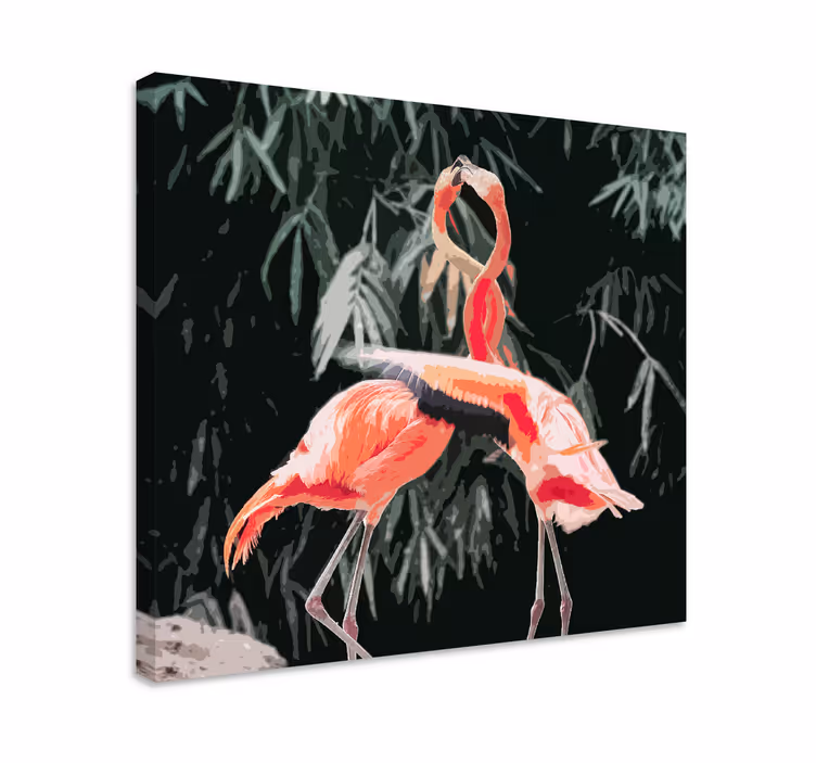 Fugl lærredsbillede flamingopar - TenStickers