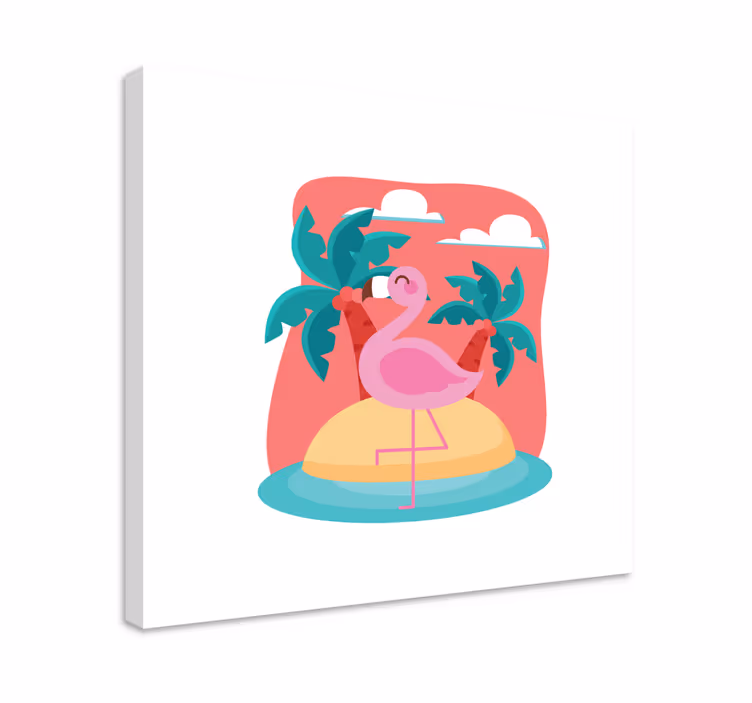Dyre billeder på lærred flamingo på ø - TenStickers