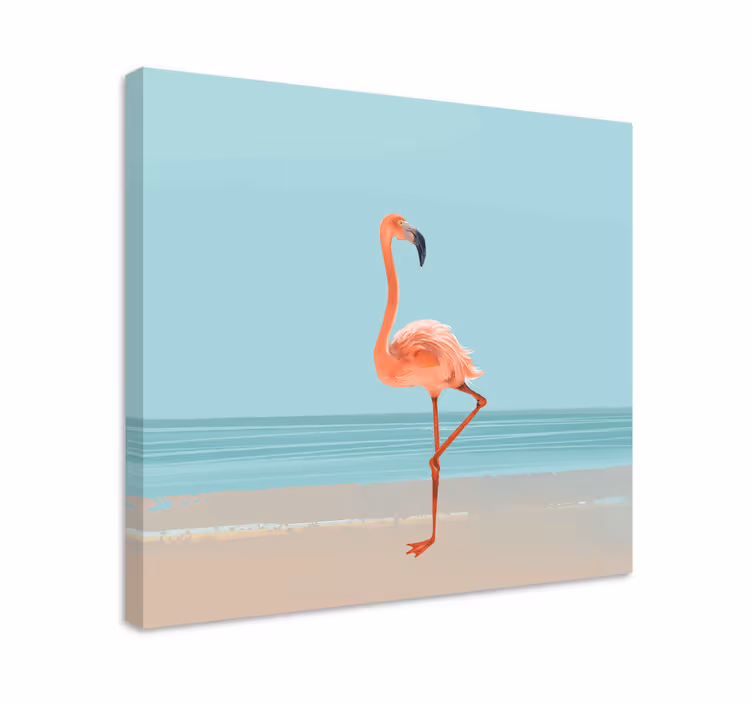 Flamingo billede på sand lærred væg kunst - TenStickers