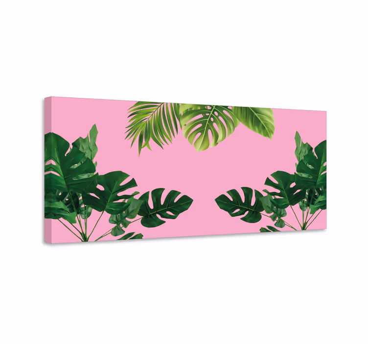 Tropisk bladarrangement blomster og planter lærredsbillede - TenStickers