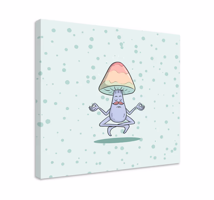 Meditation mushroom karakter andre tekster lærredsbillede - TenStickers
