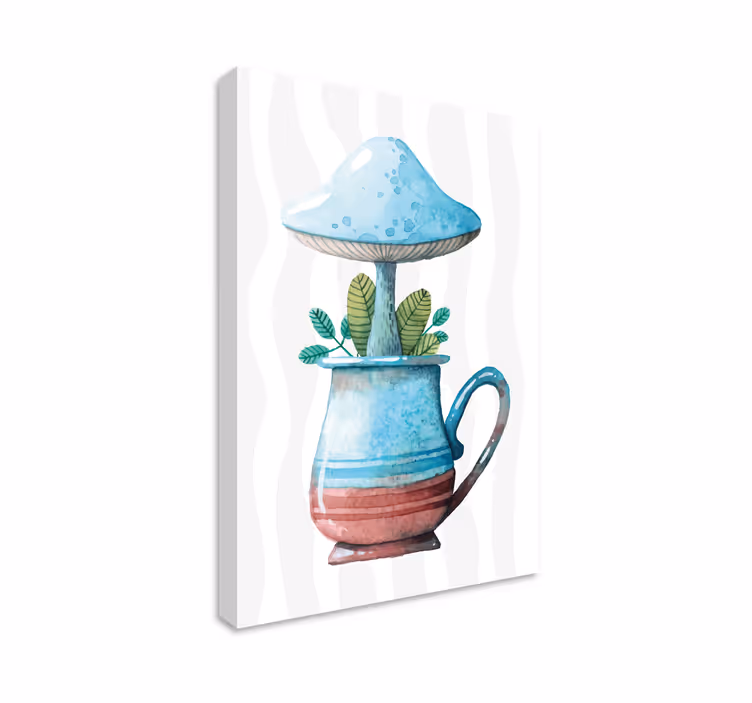 Champignon i kop blomster og planter lærredsbillede - TenStickers