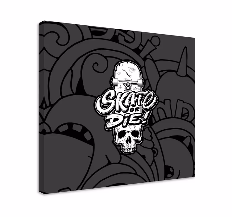 Sport lærredsbillede med skateboard kranie design - TenStickers