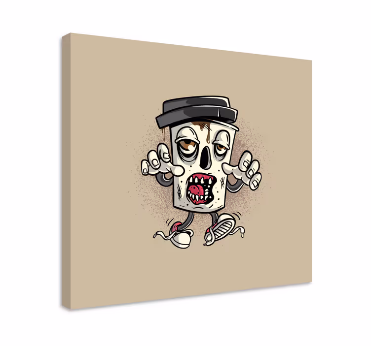 Kaffe zombie graffiti karakter moderne lærred - TenStickers