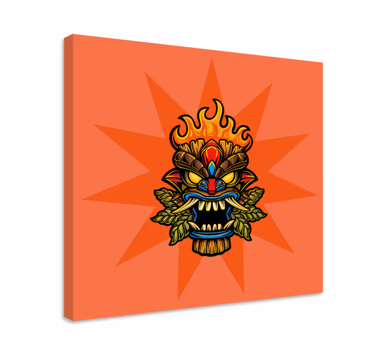 Musik lærredsbillede ildfuld tribal maske - TenStickers