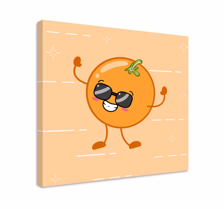Frugt lærredsbillede glad orange figur - TenStickers