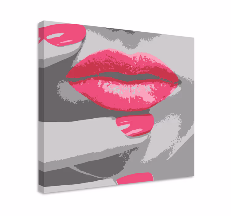 Retro billede på lærred med pink læbe detaljer - TenStickers