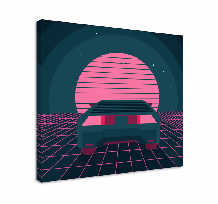 Moderne lærredsbillede retro bil scene - TenStickers