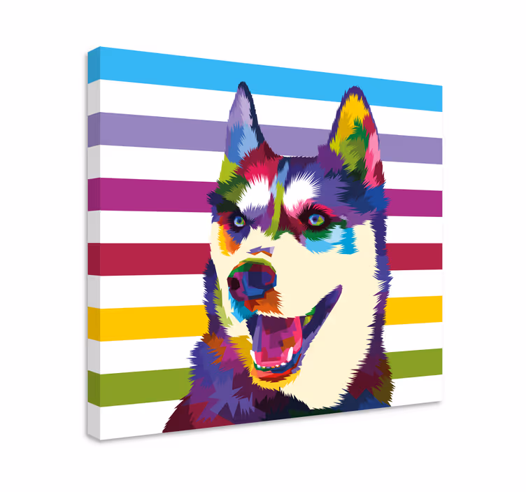 Hunde lærredsbillede farverigt husky portræt - TenStickers