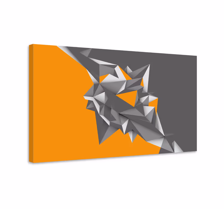 Grå og orange geometriske 3d lærredstryk - TenStickers