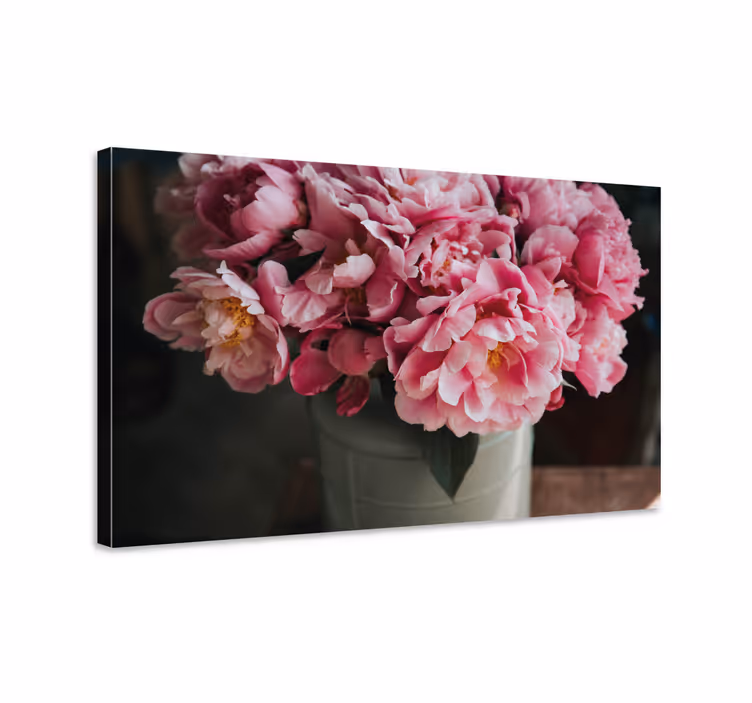 Blomster og planter lærredsbillede pink pæon arrangement - TenStickers