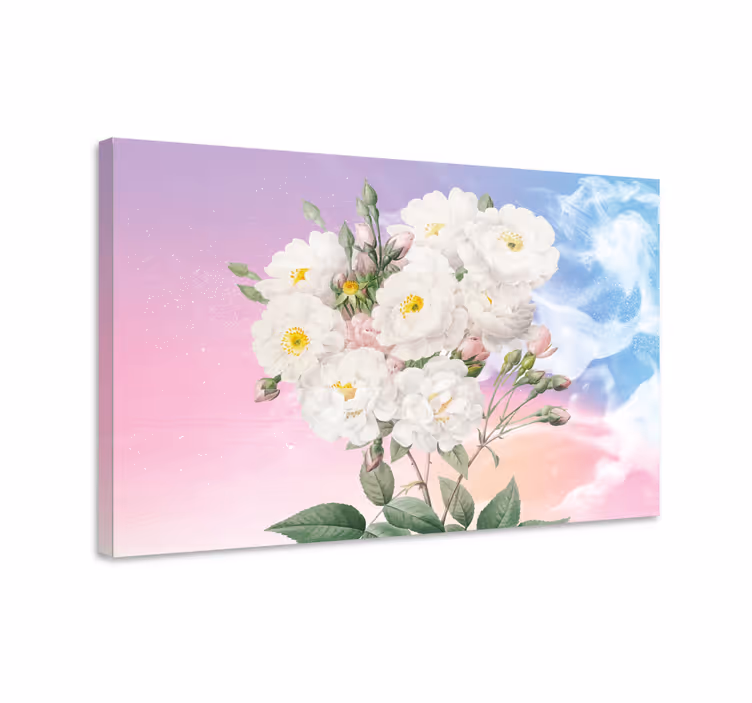 Malede blomster landskab 3d lærredstryk - TenStickers