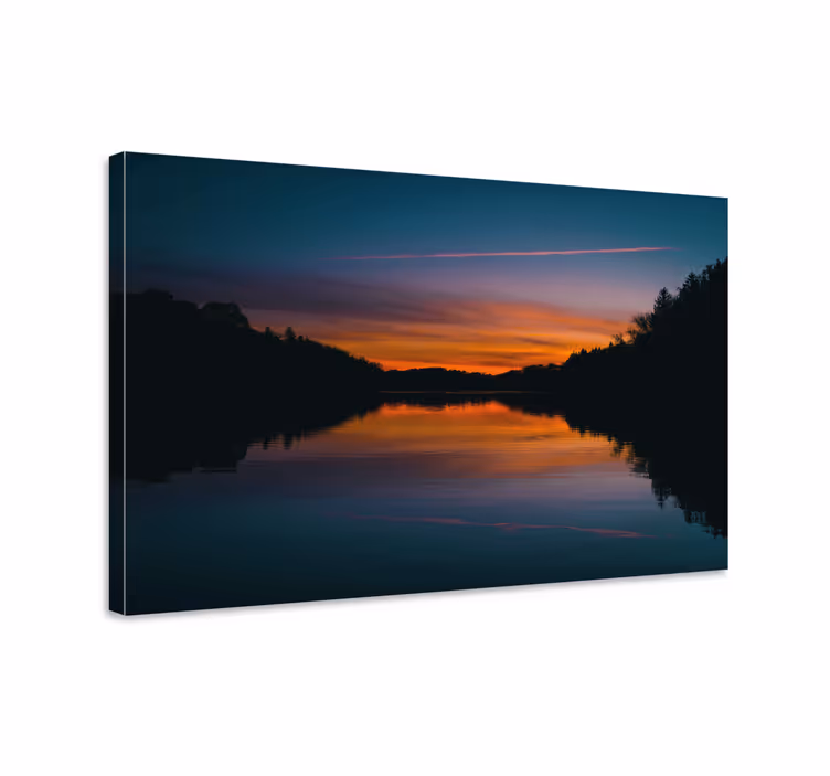 Landskab lærred rolig solnedgang refleksion - TenStickers