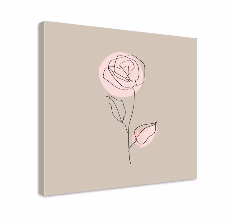 Blomster og planter lærredsbillede elegant linje rose - TenStickers